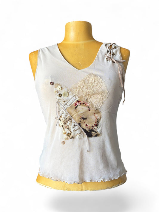 Débardeur mesh motif patchwork