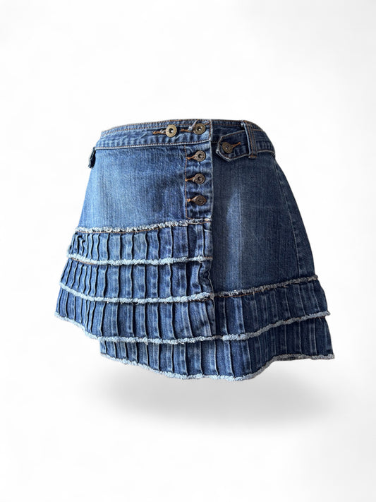Jupe portefeuille en jean asymétrique