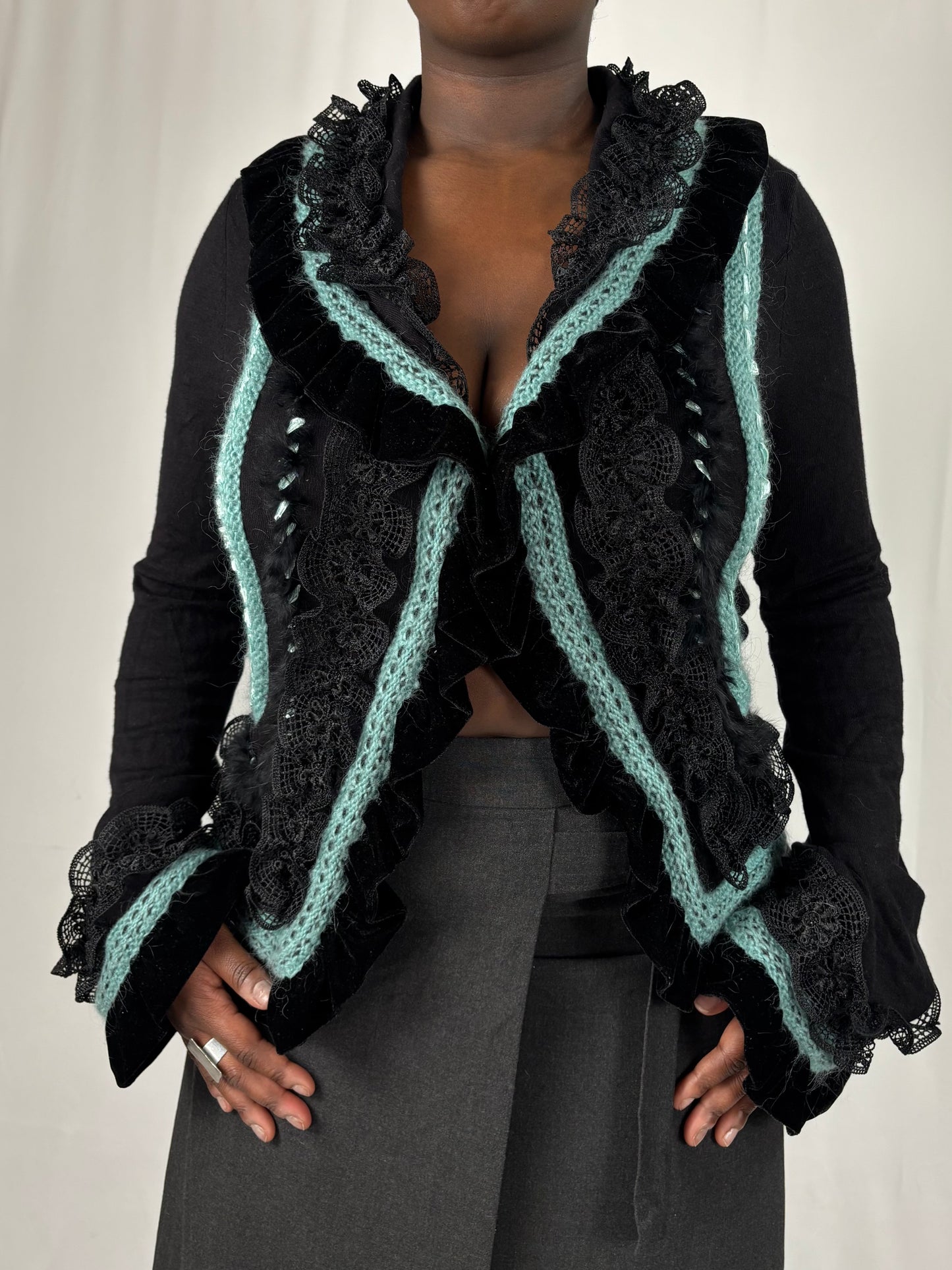 Gilet fairy velours et dentelle
