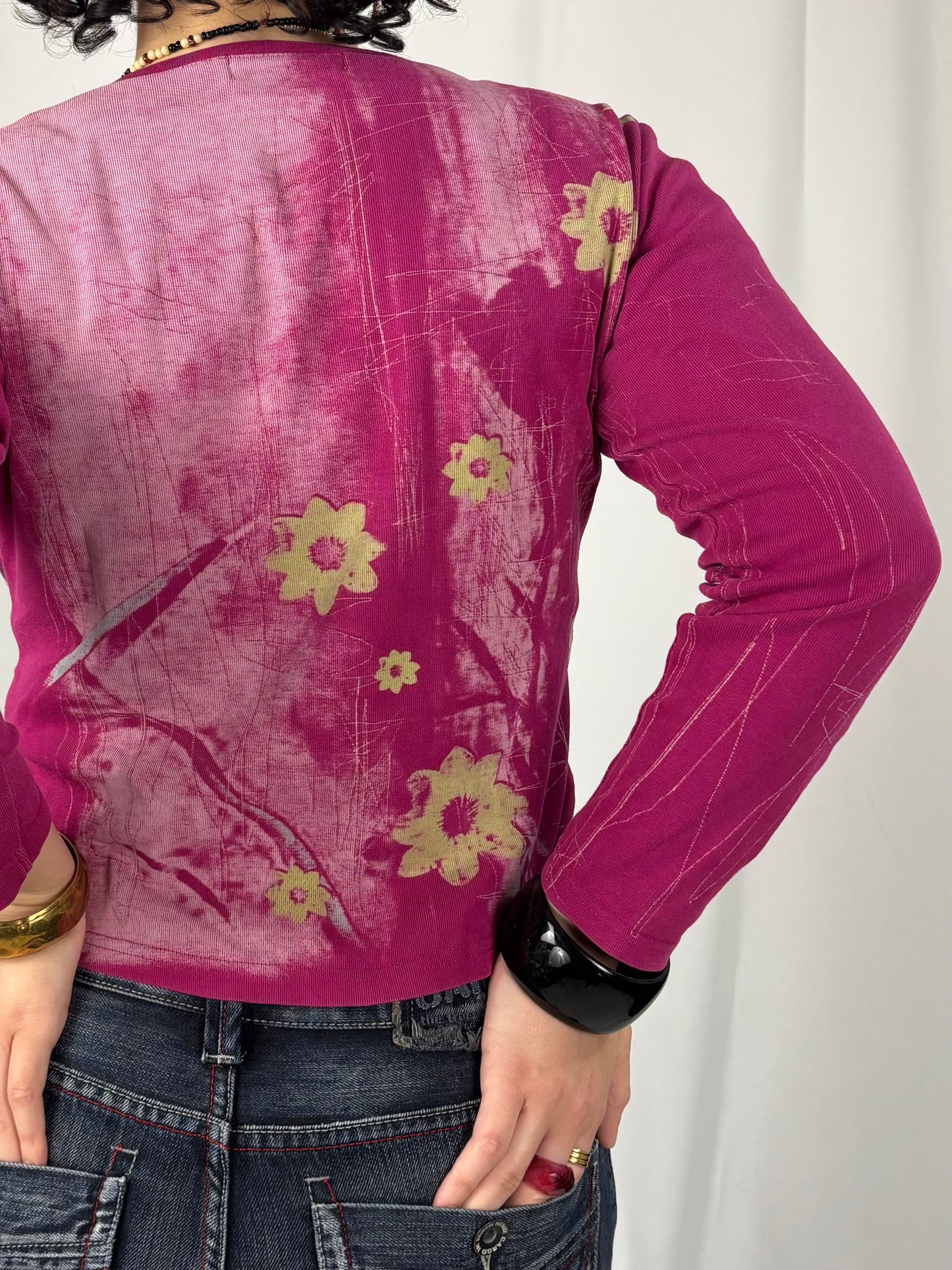 Teeshirt manches longue à fleurs en relief