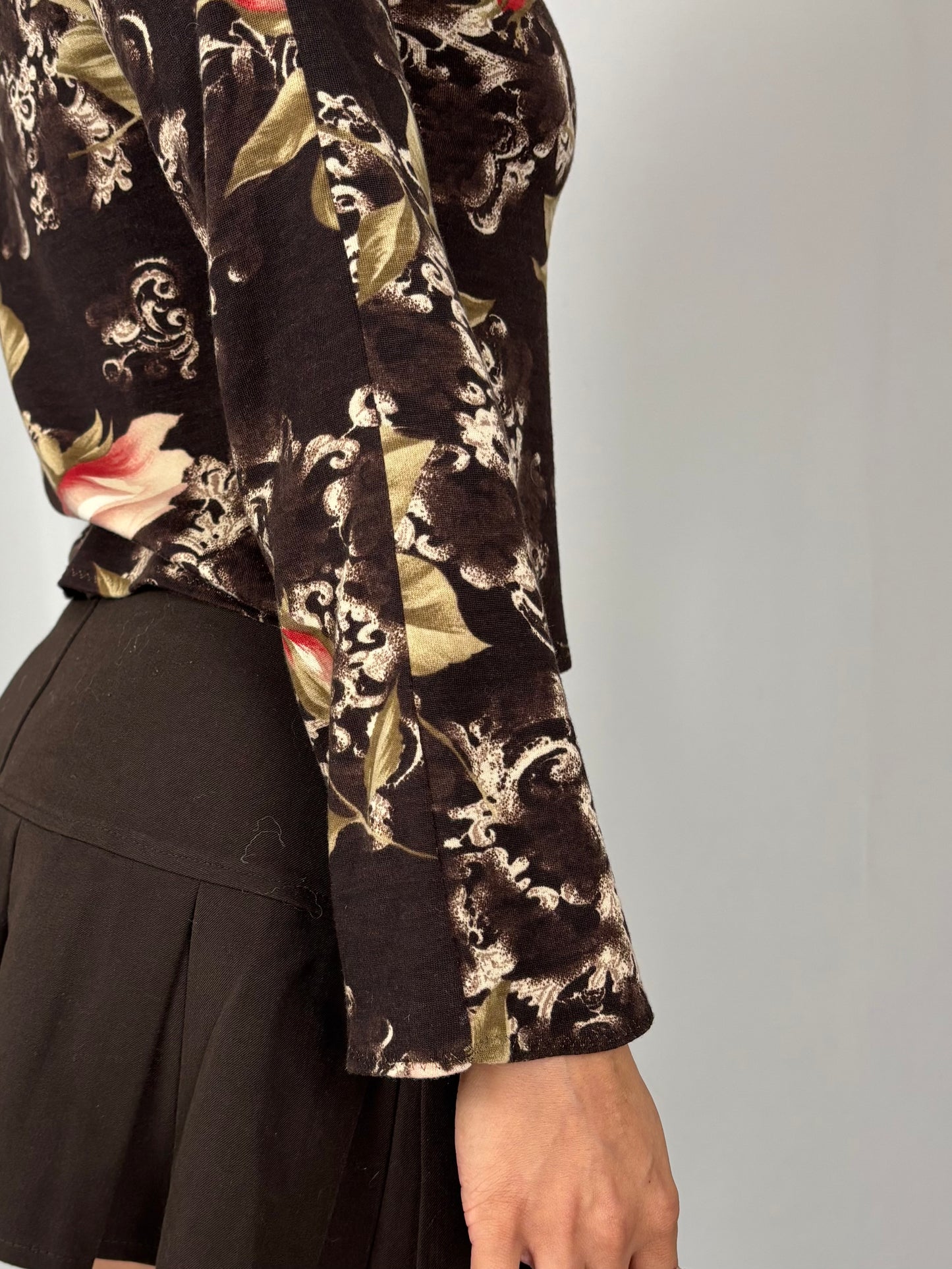 Top fleuri col fourrure
