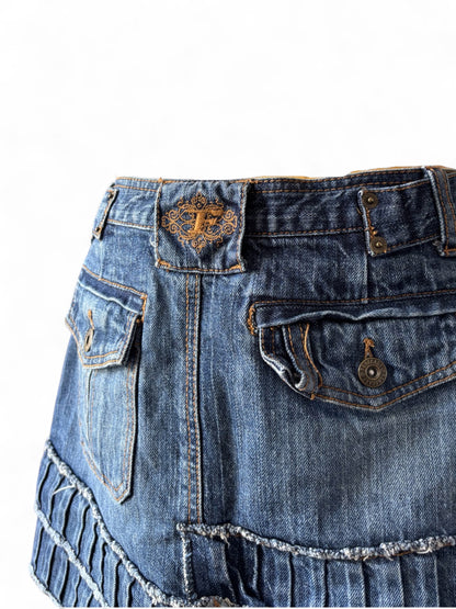 Jupe portefeuille en jean asymétrique