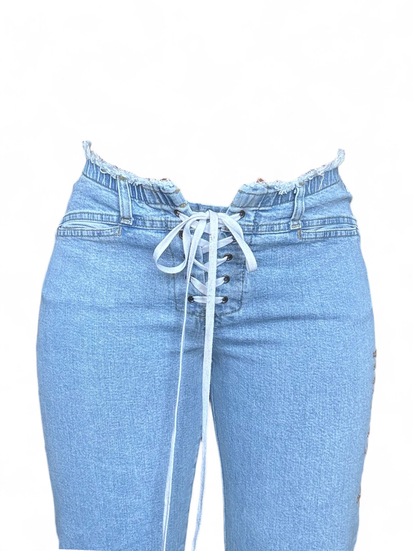 Jean flare à lacet