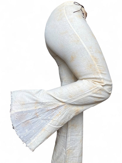 Pantalon flare lacet en lin