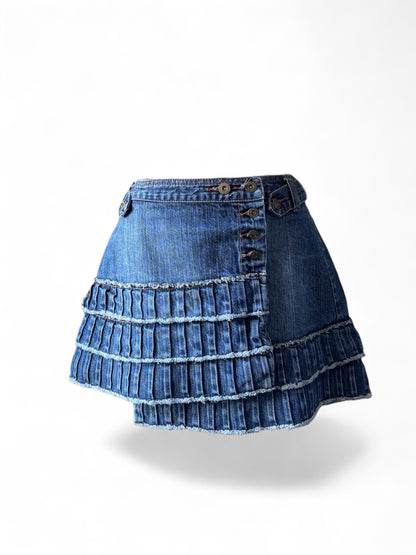 Jupe portefeuille en jean asymétrique