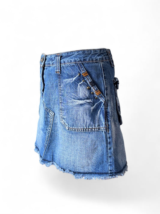Jupe jean poches cargo