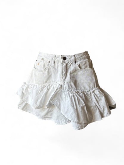 Jupe courte jean et volants