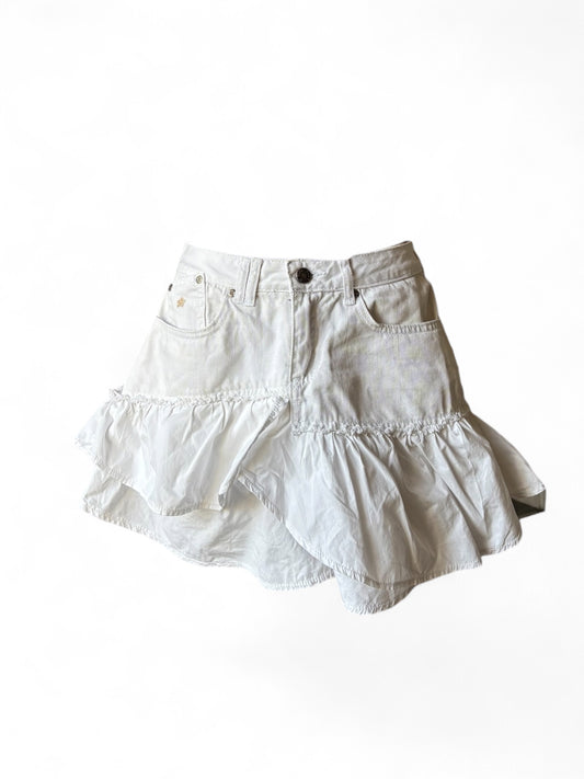 Jupe courte jean et volants