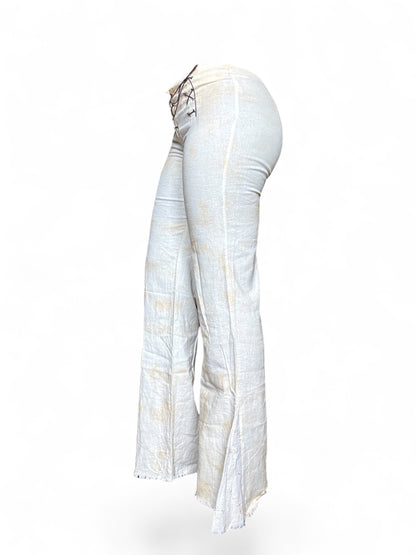 Pantalon flare lacet en lin