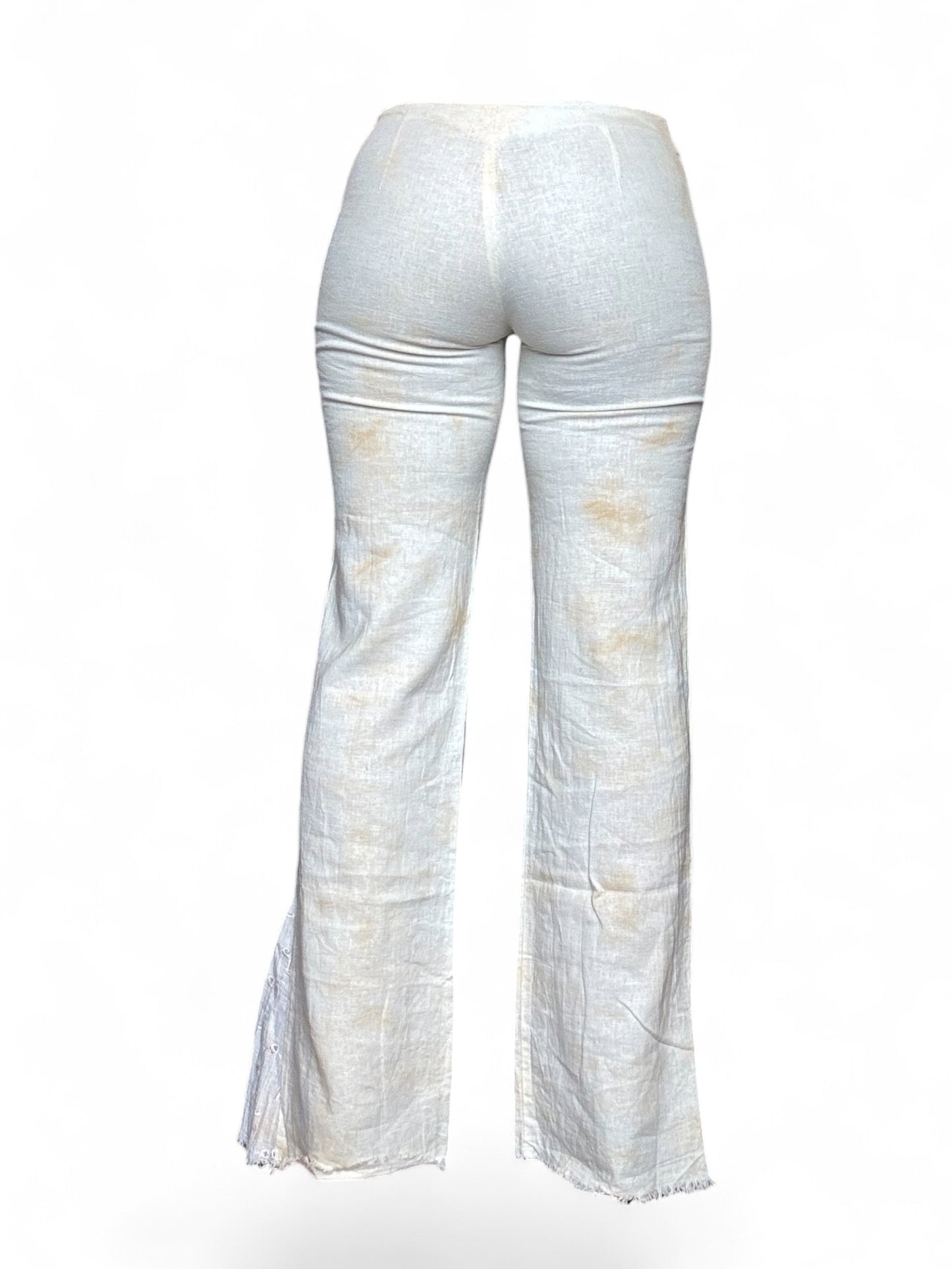 Pantalon flare lacet en lin