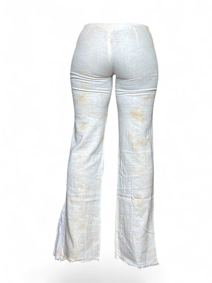 Pantalon flare lacet en lin