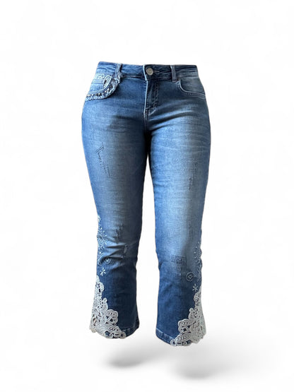 Capri jean et broderie Desigual