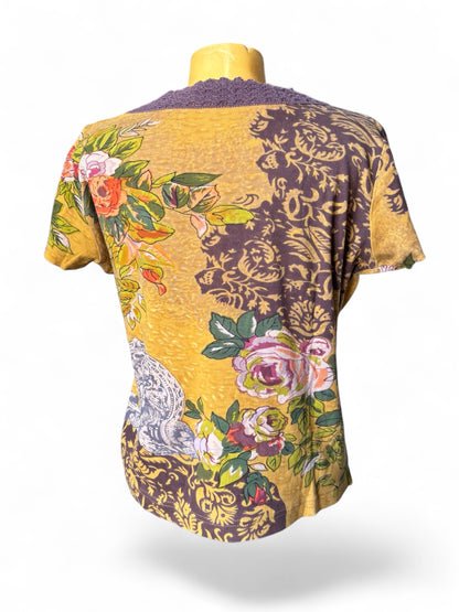 T-shirt fleuri à détails brodés