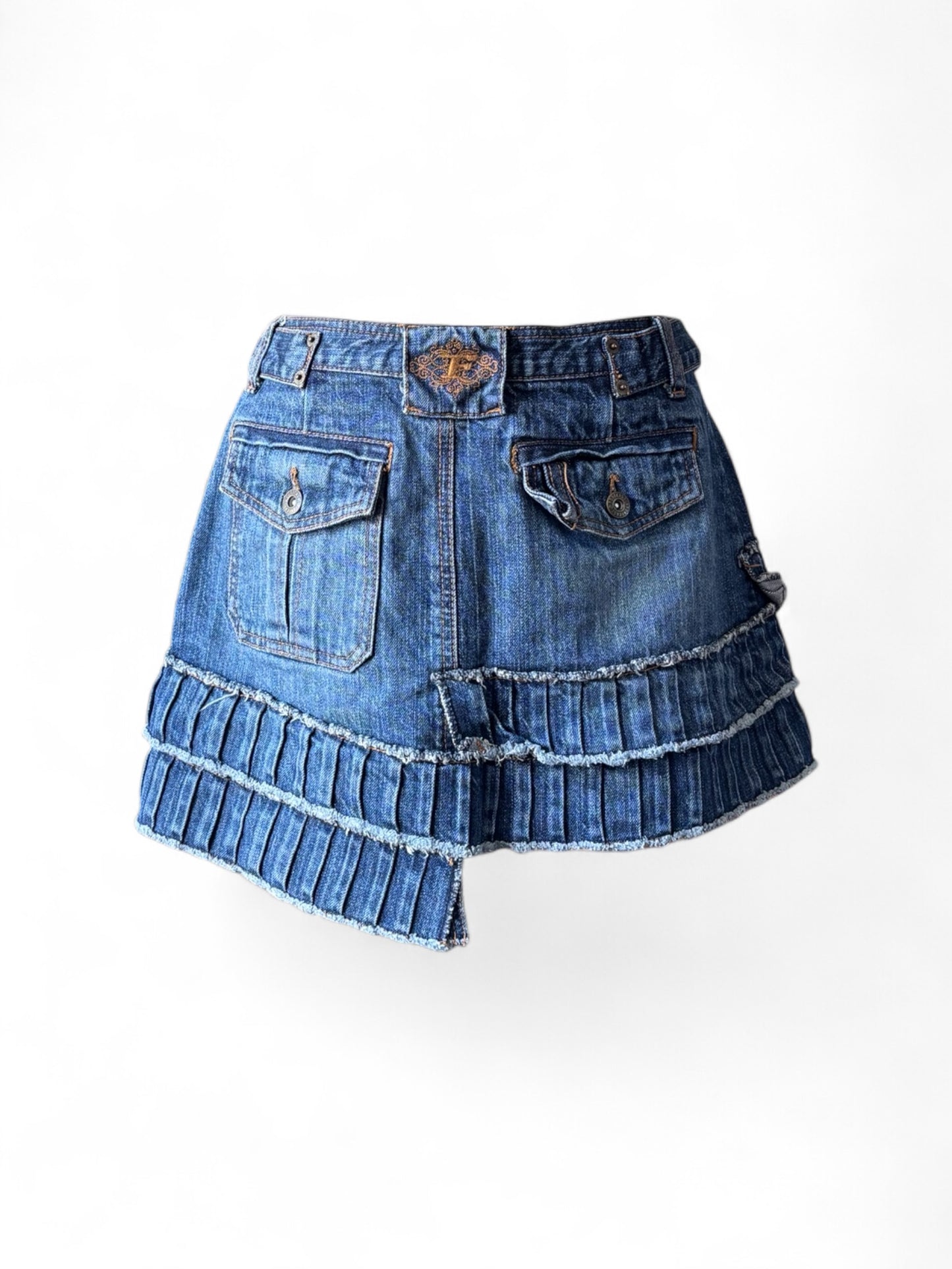 Jupe portefeuille en jean asymétrique