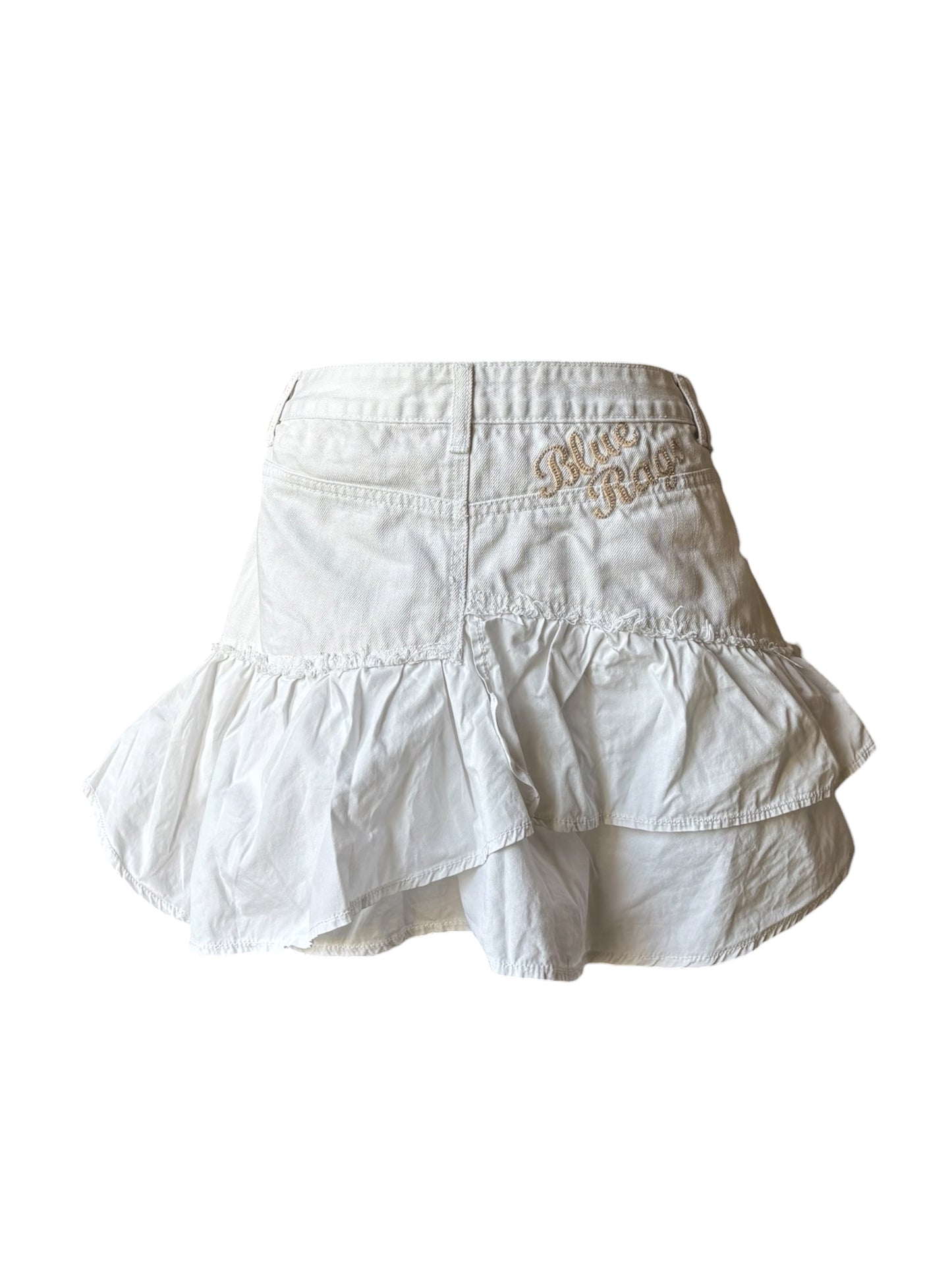 Jupe courte jean et volants