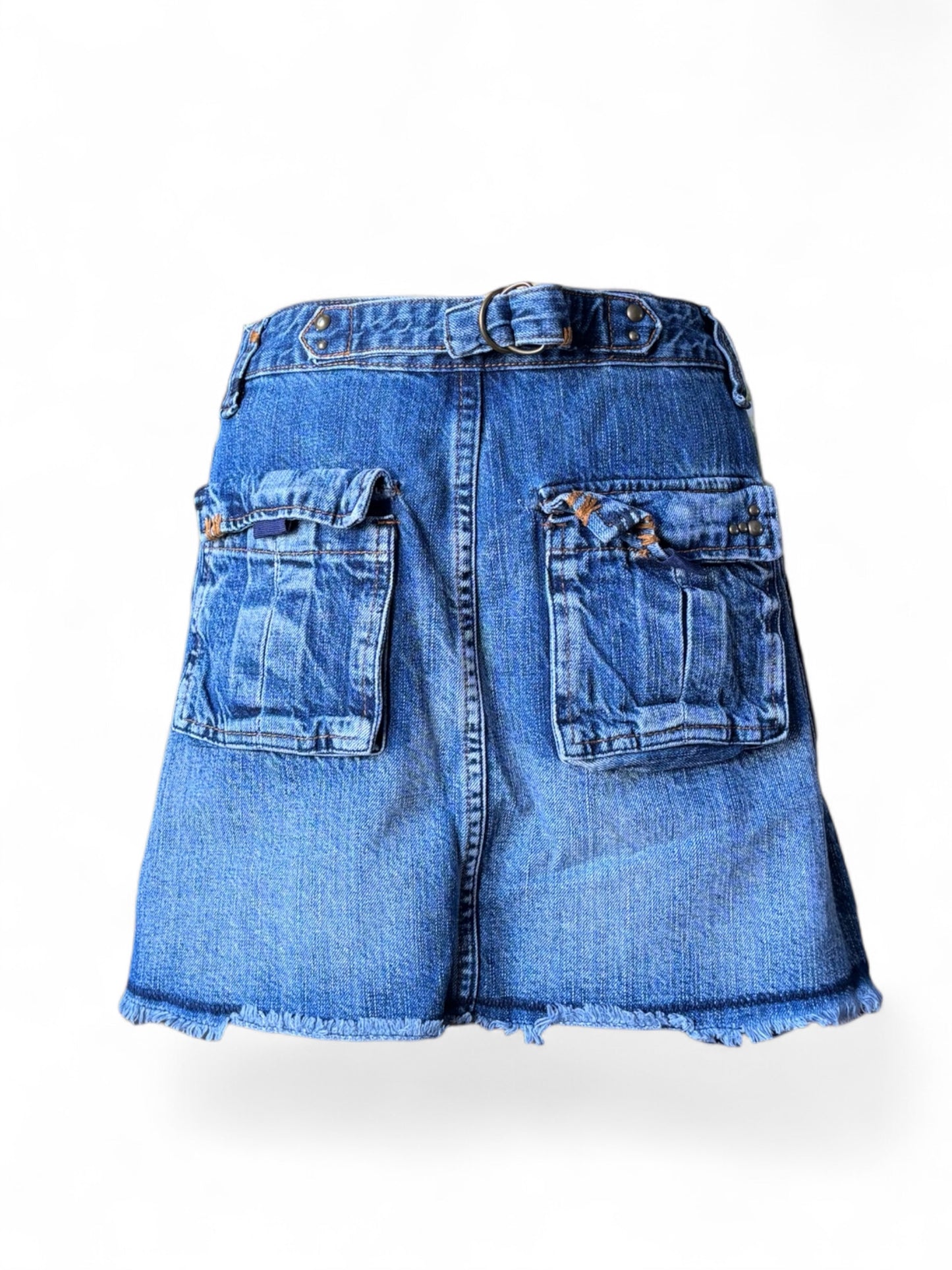 Jupe jean poches cargo