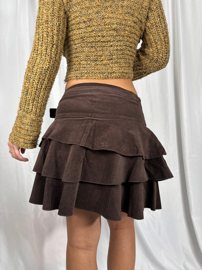 Mini jupe velours ceinture à clou