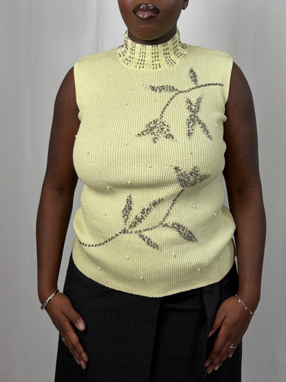 Top sans manches brodé à paillettes