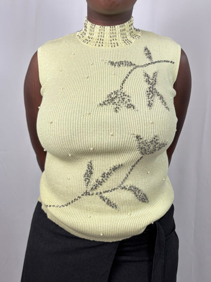 Top sans manches brodé à paillettes