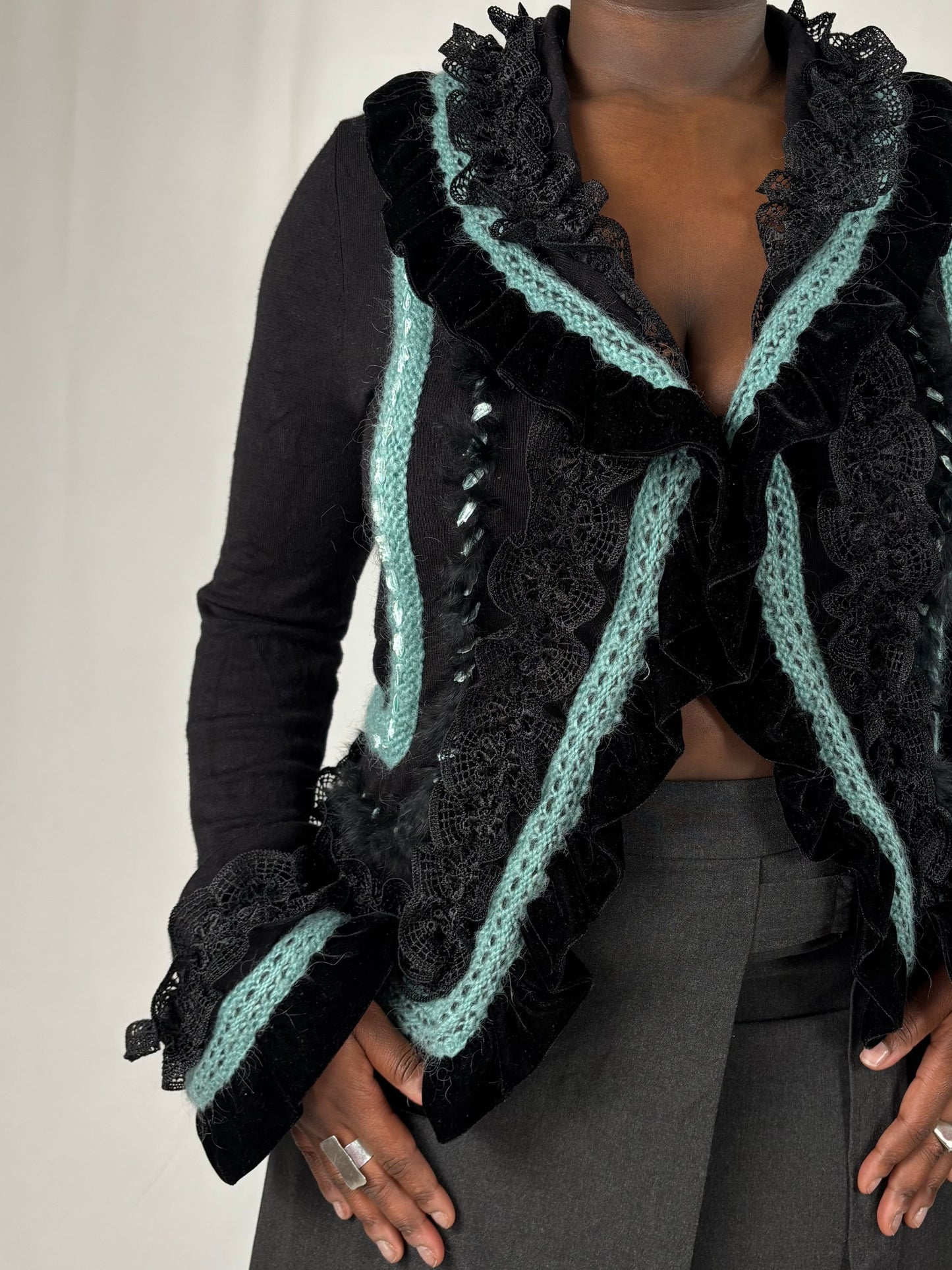 Gilet fairy velours et dentelle