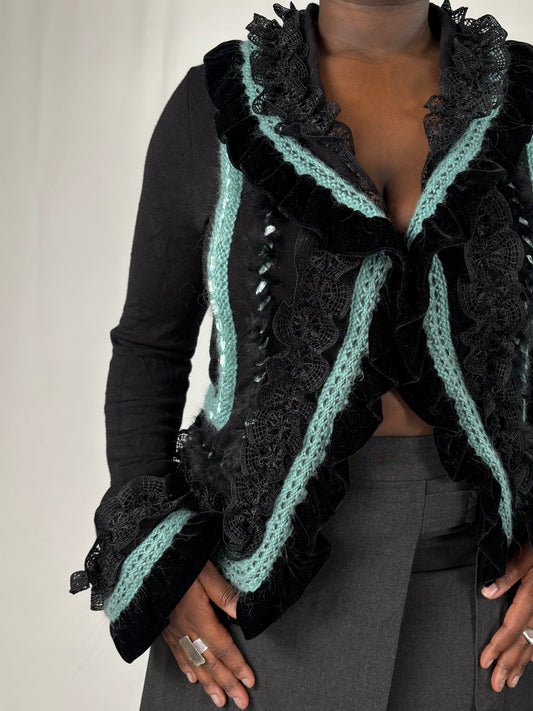 Gilet fairy velours et dentelle