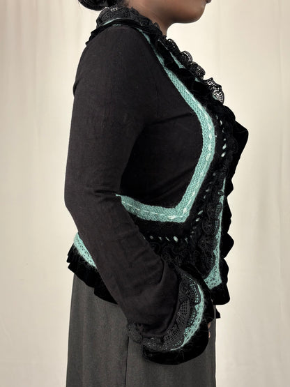 Gilet fairy velours et dentelle