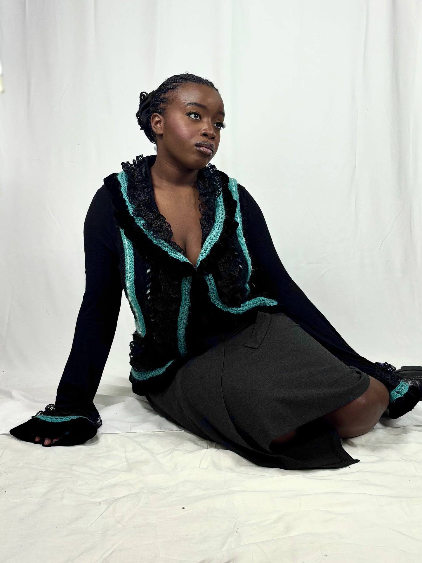 Gilet fairy velours et dentelle