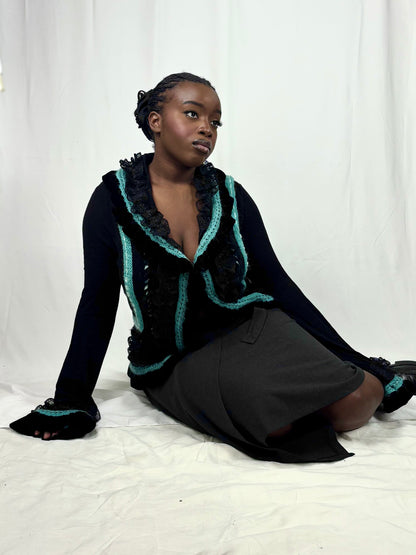 Gilet fairy velours et dentelle