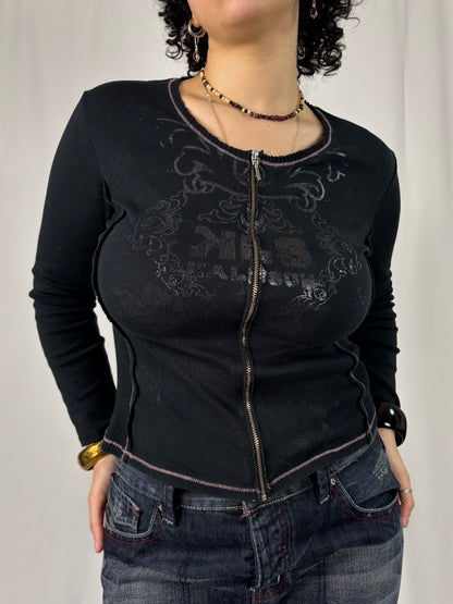 Teeshirt zip details argenté