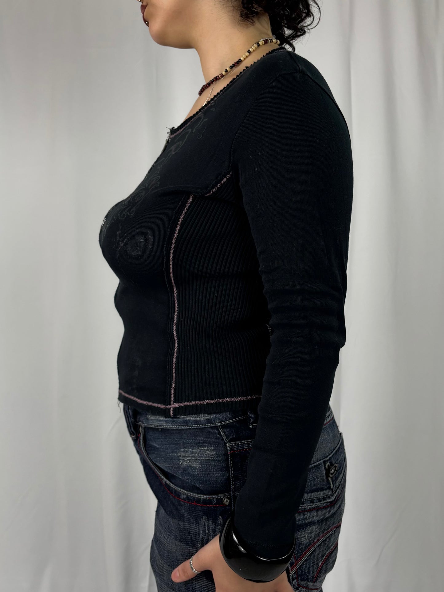 Teeshirt zip details argenté