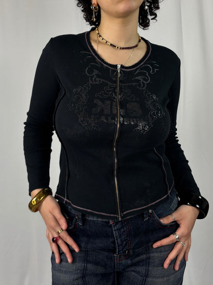 Teeshirt zip details argenté