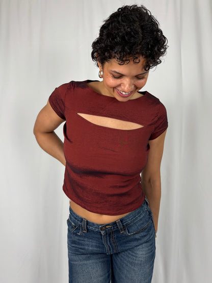 Top satiné bordeaux