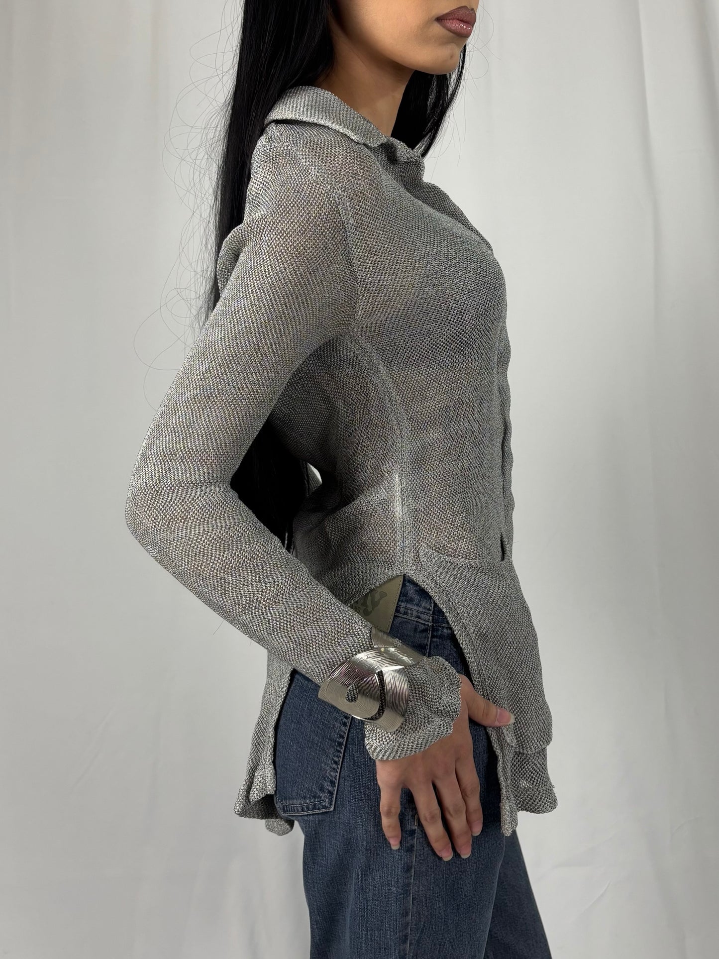 Gilet tricot silver avec fentes