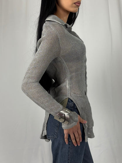 Gilet tricot silver avec fentes