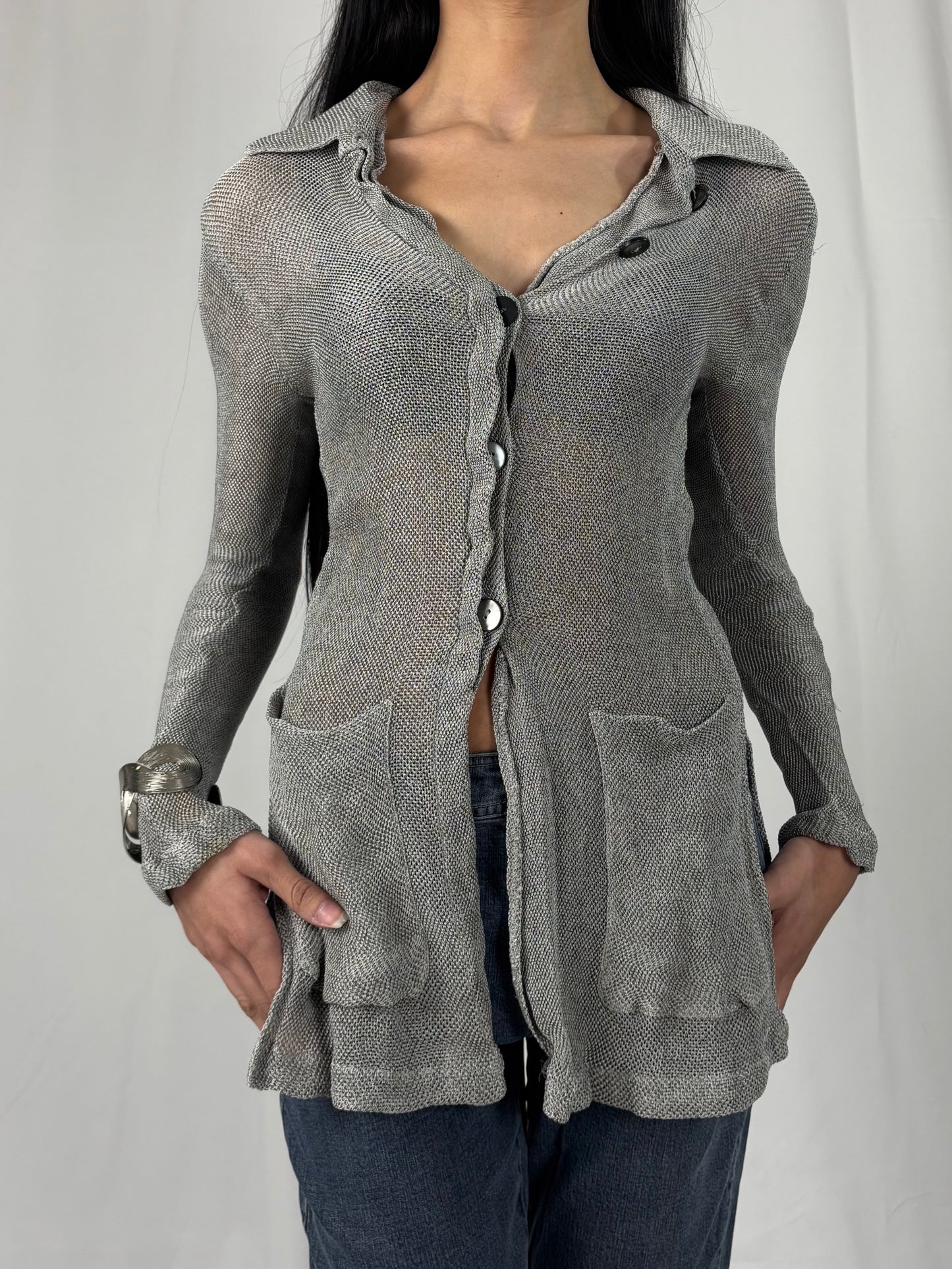 Gilet tricot silver avec fentes