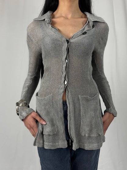 Gilet tricot silver avec fentes