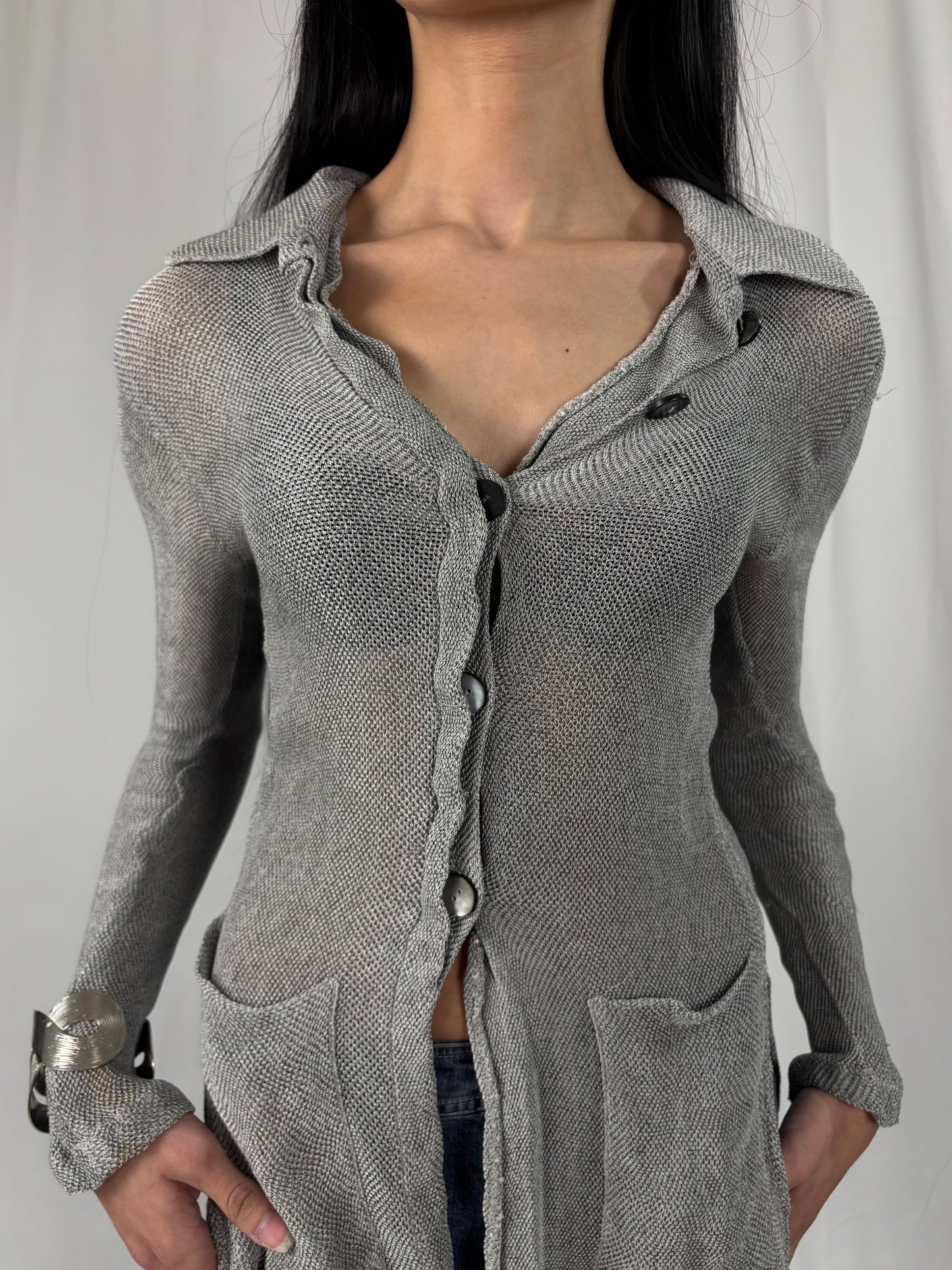 Gilet tricot silver avec fentes