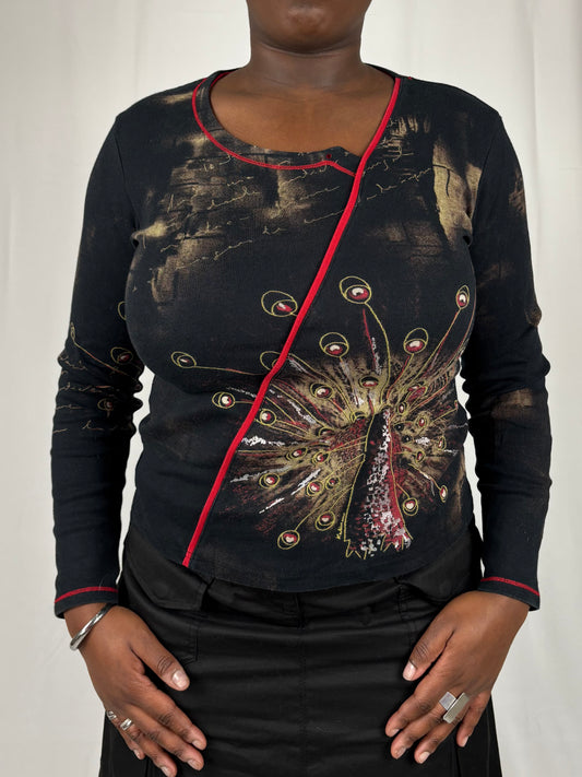 Teeshirt manches longue plume de Paon