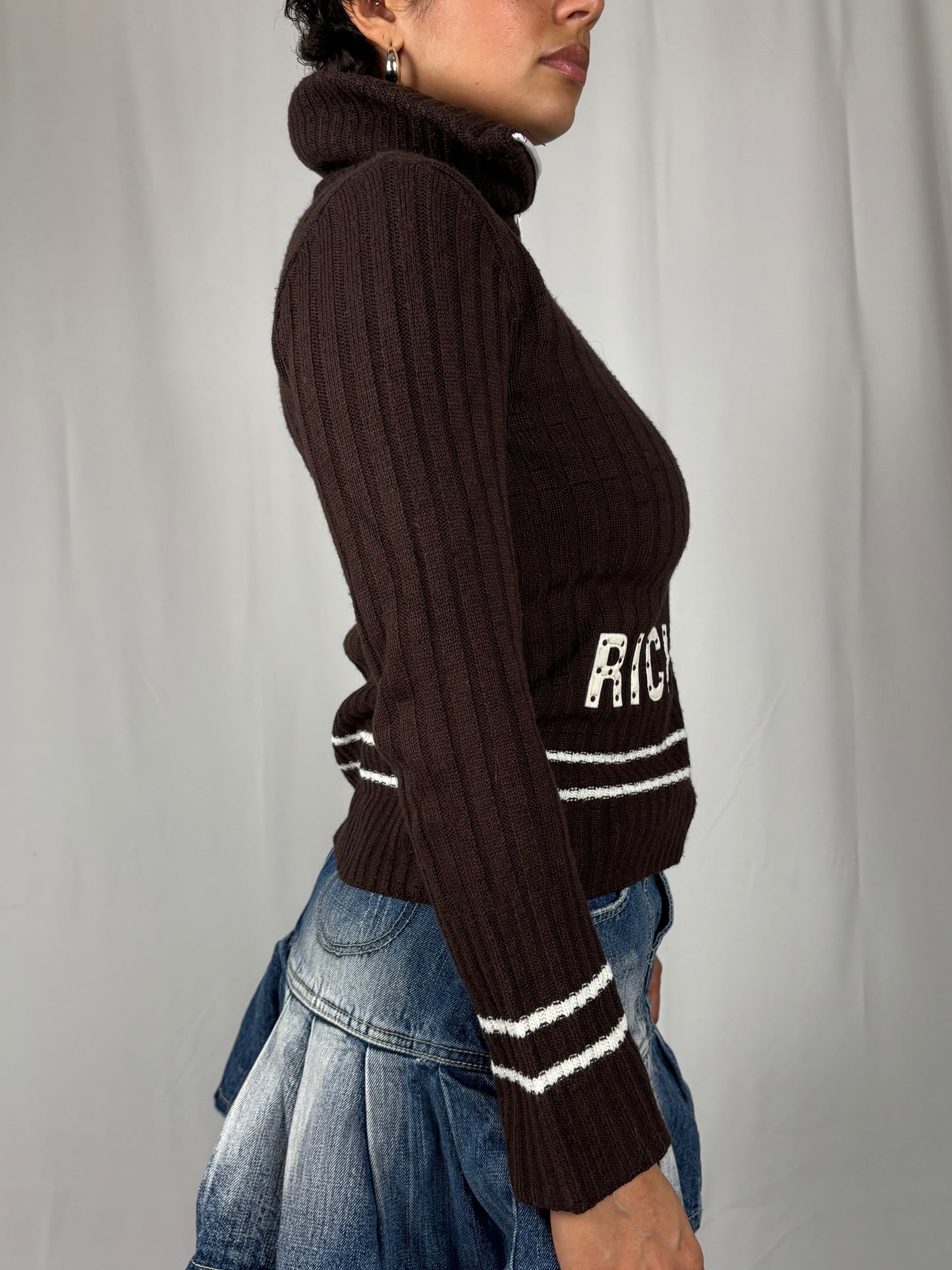 Pull cotelé "RICH" zip blanc