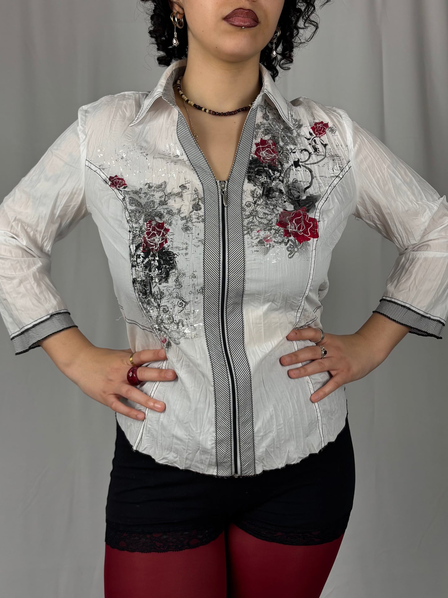 Chemisie zip rose rouge