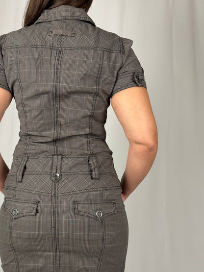Robe à carreaux kaki