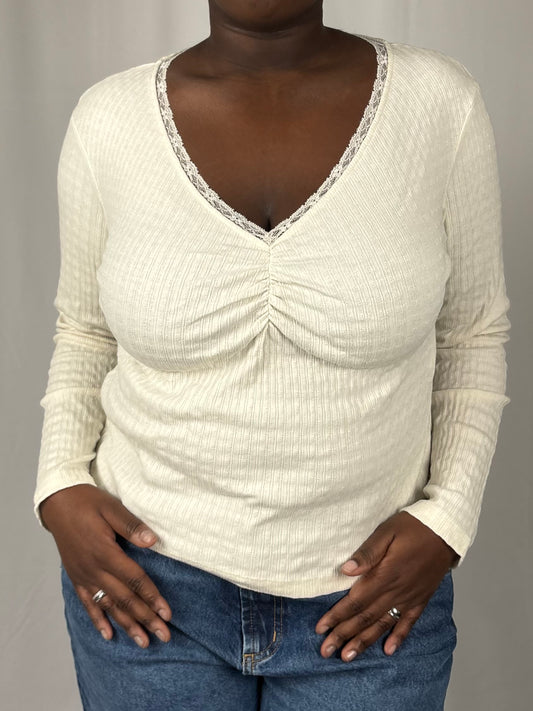 Teeshirt blanc col dentelle