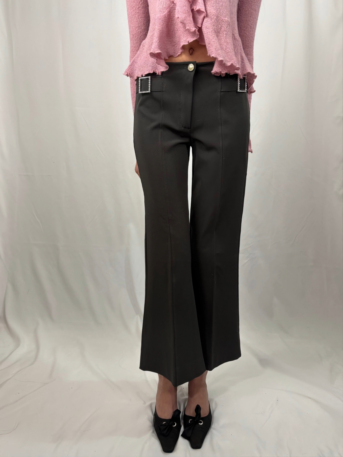 Pantalon tailleur bouble strass